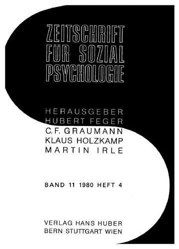 Zeitschrift für Sozialpsychologie: Band 11, Heft 4 1980