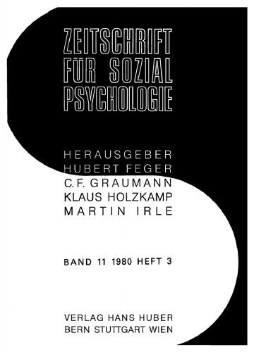 Zeitschrift für Sozialpsychologie: Band 11, Heft 3 1980