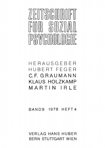Zeitschrift für Sozialpsychologie: Band 9, Heft 4 1978