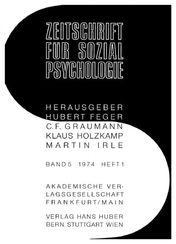 Zeitschrift für Sozialpsychologie: Band 5, Heft 1 1974