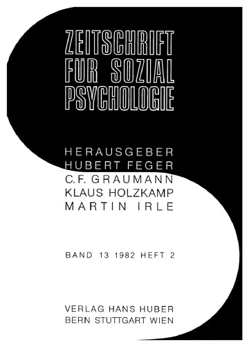 Zeitschrift für Sozialpsychologie: Band 13, Heft 2 1982