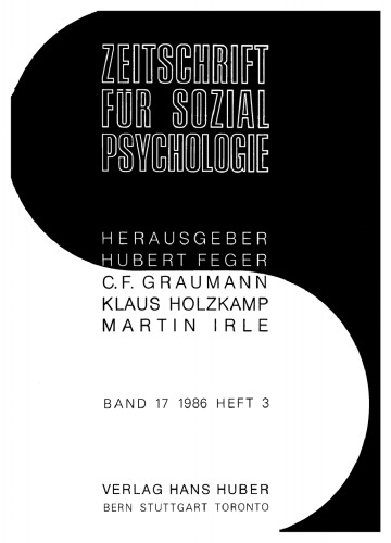 Zeitschrift für Sozialpsychologie: Band 17, Heft 3 1986