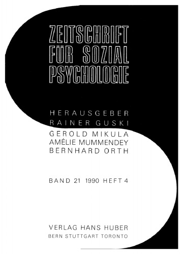 Zeitschrift für Sozialpsychologie: Band 21, Heft 4 1990
