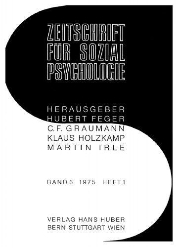 Zeitschrift für Sozialpsychologie: Band 6, Heft 1 1975