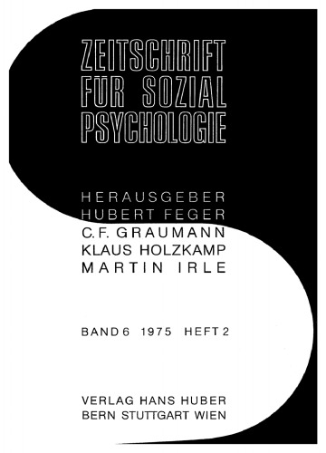 Zeitschrift für Sozialpsychologie: Band 6, Heft 2 1975