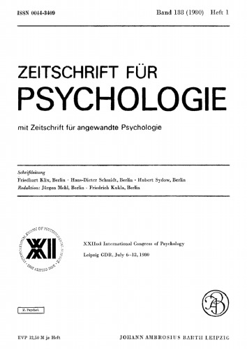 Zeitschrift für Psychologie: Band 188, Heft 1 1980