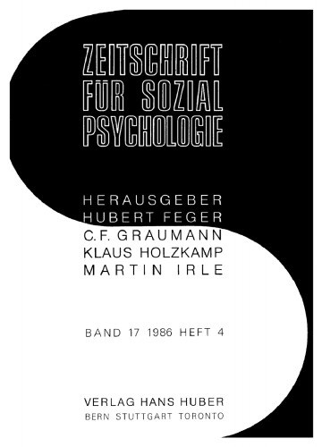 Zeitschrift für Sozialpsychologie: Band 17, Heft 4 1986