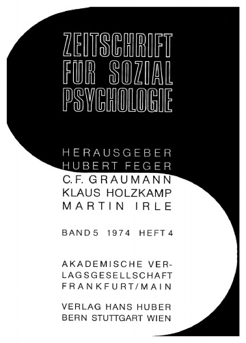 Zeitschrift für Sozialpsychologie: Band 5, Heft 4 1974