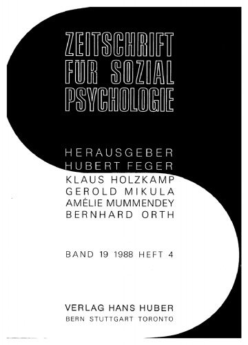 Zeitschrift für Sozialpsychologie: Band 19, Heft 4 1988
