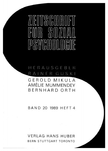 Zeitschrift für Sozialpsychologie: Band 20, Heft 4 1989