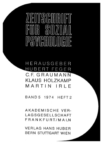 Zeitschrift für Sozialpsychologie: Band 5, Heft 2 1974