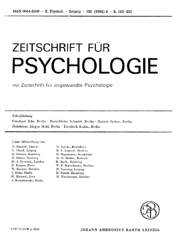 Zeitschrift für Psychologie: Band 192, Heft 3 1984