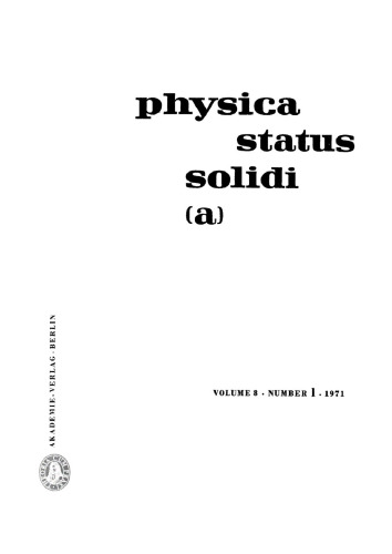 Physica status solidi / A.: Volume 8, Number 1 November 16