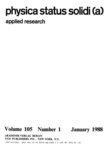 Physica status solidi / A.: Volume 105, Number 1 January 16