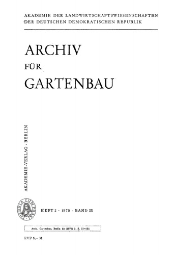 Archiv für Gartenbau: Band 23, Heft 2 1975