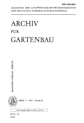 Archiv für Gartenbau: Band 27, Heft 3 1979