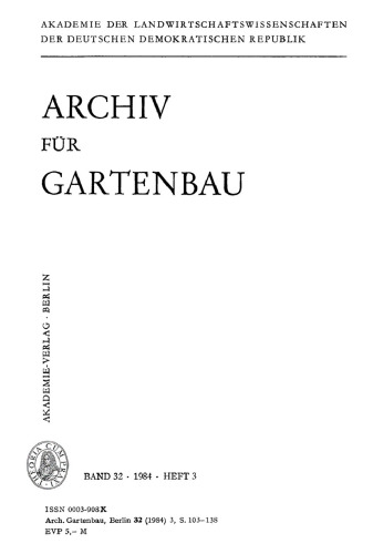 Archiv für Gartenbau: Band 32, Heft 3 1984