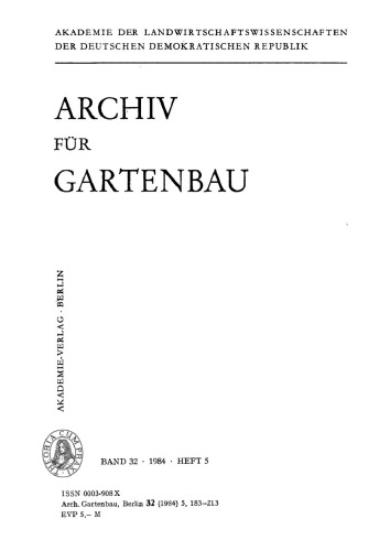 Archiv für Gartenbau: Band 32, Heft 5 1984