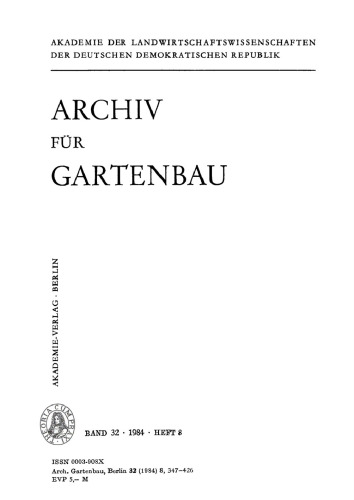 Archiv für Gartenbau: Band 32, Heft 8 1984