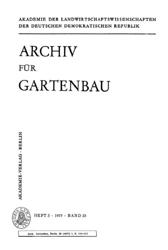 Archiv für Gartenbau: Band 25, Heft 5 1977