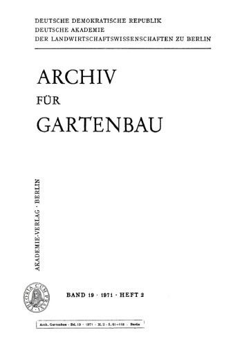 Archiv für Gartenbau: Band 19, Heft 2 1971