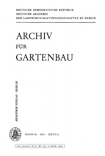 Archiv für Gartenbau: Band 19, Heft 4 1971