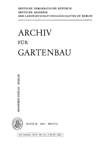 Archiv für Gartenbau: Band 19, Heft 6 1971