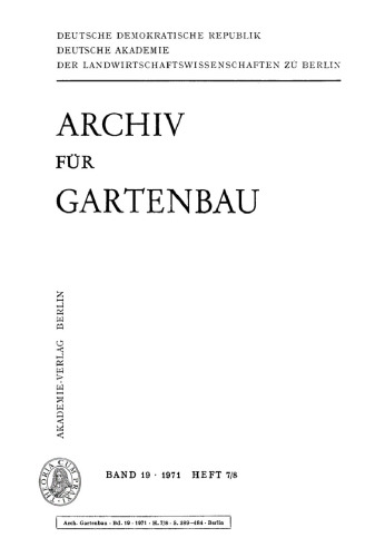 Archiv für Gartenbau: Band 19, Heft 7/8 1971