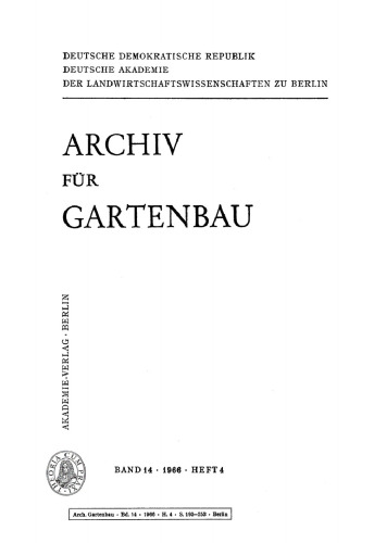 Archiv für Gartenbau: Band 14, Heft 4 1966