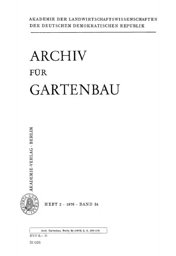Archiv für Gartenbau: Band 24, Heft 2 1976