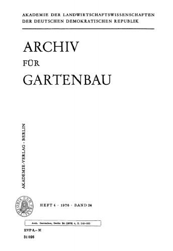 Archiv für Gartenbau: Band 24, Heft 4 1976