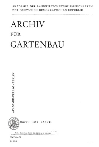 Archiv für Gartenbau: Band 24, Heft 5 1976