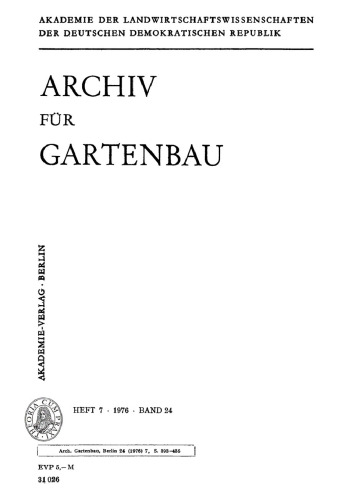 Archiv für Gartenbau: Band 24, Heft 7 1976