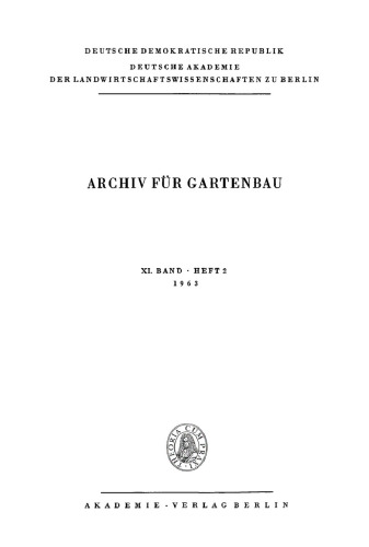 Archiv für Gartenbau: Band 11, Heft 2 1963