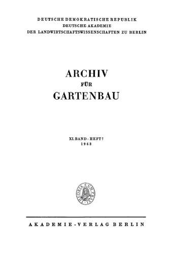 Archiv für Gartenbau: Band 11, Heft 7 1963