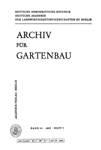 Archiv für Gartenbau: Band 15, Heft 7 1967