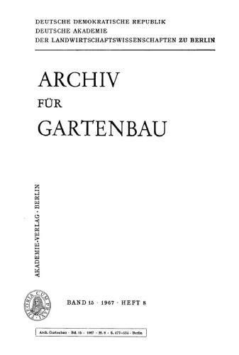 Archiv für Gartenbau: Band 15, Heft 8 1967