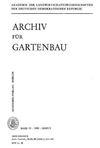 Archiv für Gartenbau: Band 33, Heft 5 1985