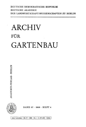 Archiv für Gartenbau: Band 17, Heft 4 1969