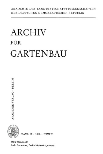 Archiv für Gartenbau: Band 34, Heft 2 1986