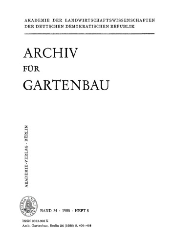 Archiv für Gartenbau: Band 34, Heft 8 1986