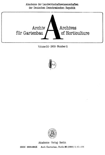 Archiv für Gartenbau: Band 36, Heft 2 1988