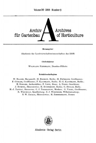 Archiv für Gartenbau: Band 36, Heft 3 1988