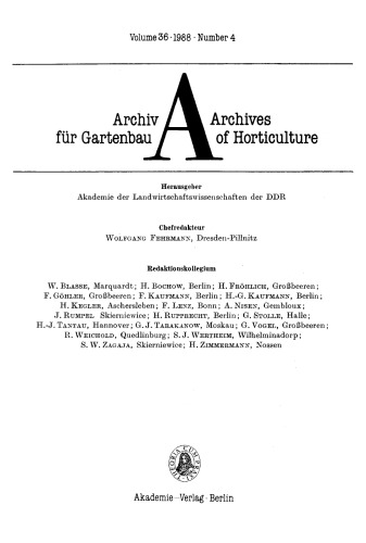Archiv für Gartenbau: Band 36, Heft 4 1988