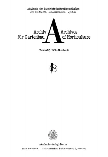 Archiv für Gartenbau: Band 36, Heft 6 1988