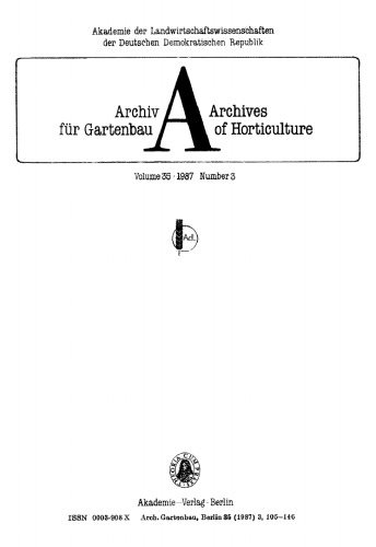 Archiv für Gartenbau: Band 35, Heft 3 1987