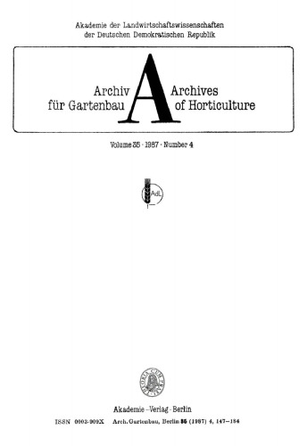 Archiv für Gartenbau: Band 36, Heft 4 1987