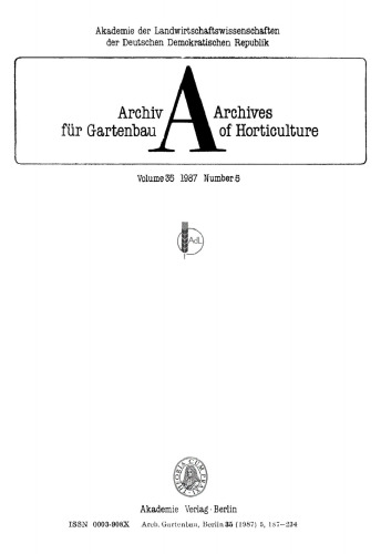 Archiv für Gartenbau: Band 35, Heft 5 1987