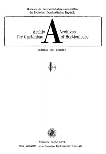 Archiv für Gartenbau: Band 35, Heft 8 1987