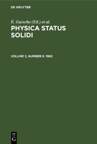 Physica status solidi: Volume 2, Number 6 1962